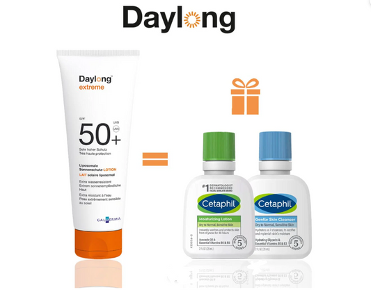 Daylong Extrême Lait Solaire Liposomal Spf50 100ml = Lotion 29ML + skin cleanser 29 ML OFFERTS